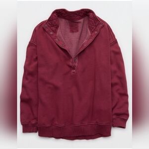 Aerie OH SNAP Sweatshirt Red XS Deep Cherry Extra Small NWT